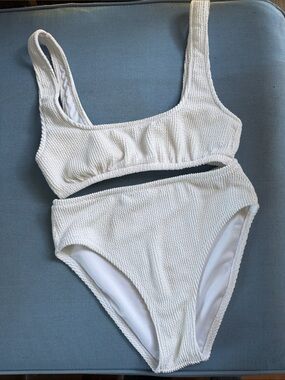 J. Crew White Textured Scoop Bikini Set